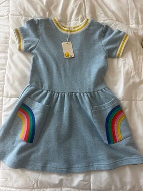 NWT Mini Boden - Girls Rainbow Pocket Dress Sz 5/6